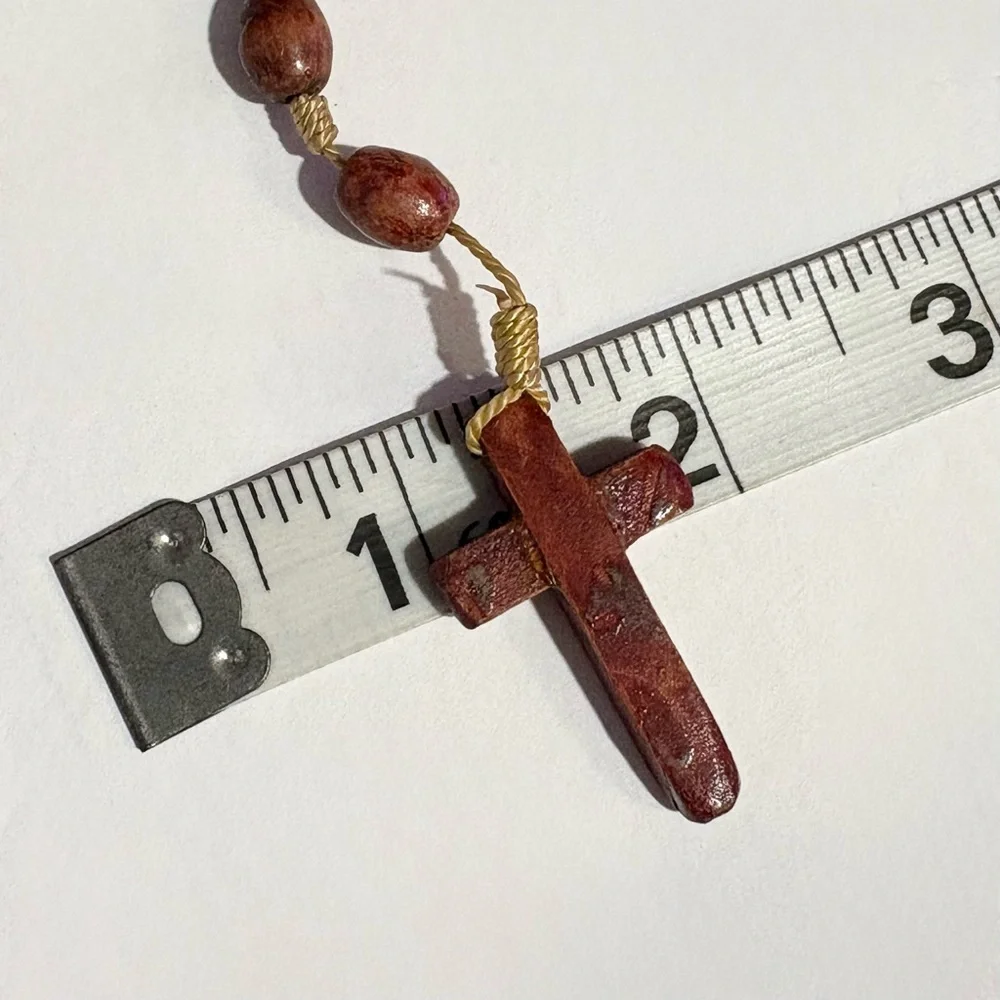 Wood Rosary Prayer Beads Handmade Necklace Catholic Crucifix Religious